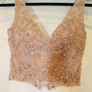 GB White and Gold Prom Gown
